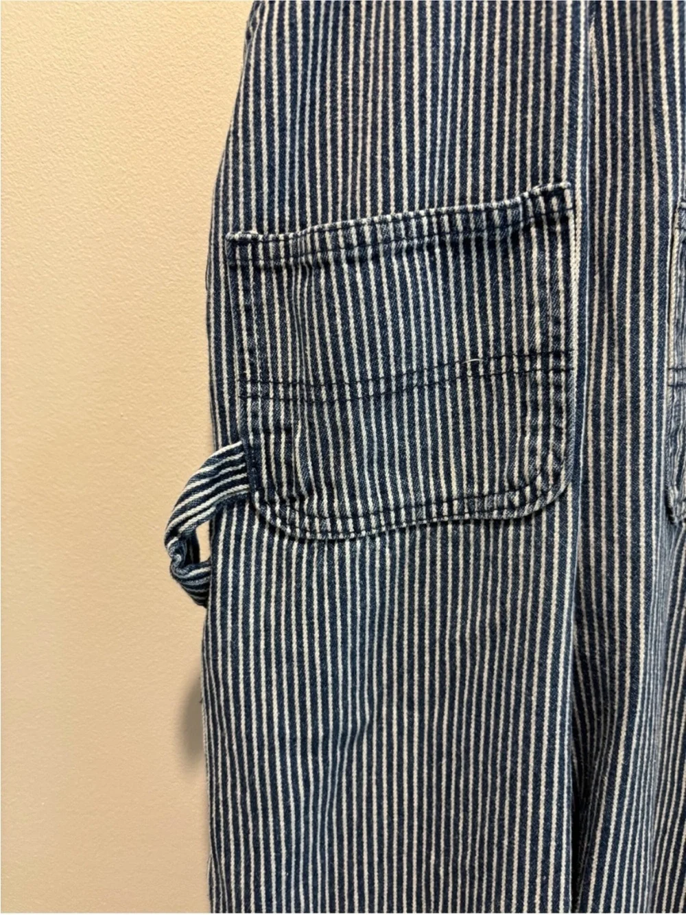 KEY Kids Blue Stripe Denim Overalls | Size 6